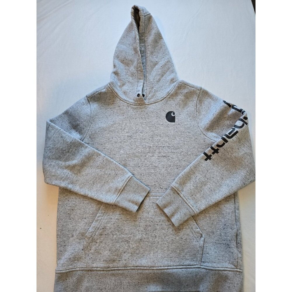 Carhartt Women’s Relaxed Fit Hoodie XL Gray Sleeve Logo Pullover Sweatshirt